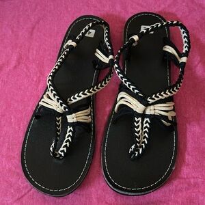 Black and Cream Women's Sandals